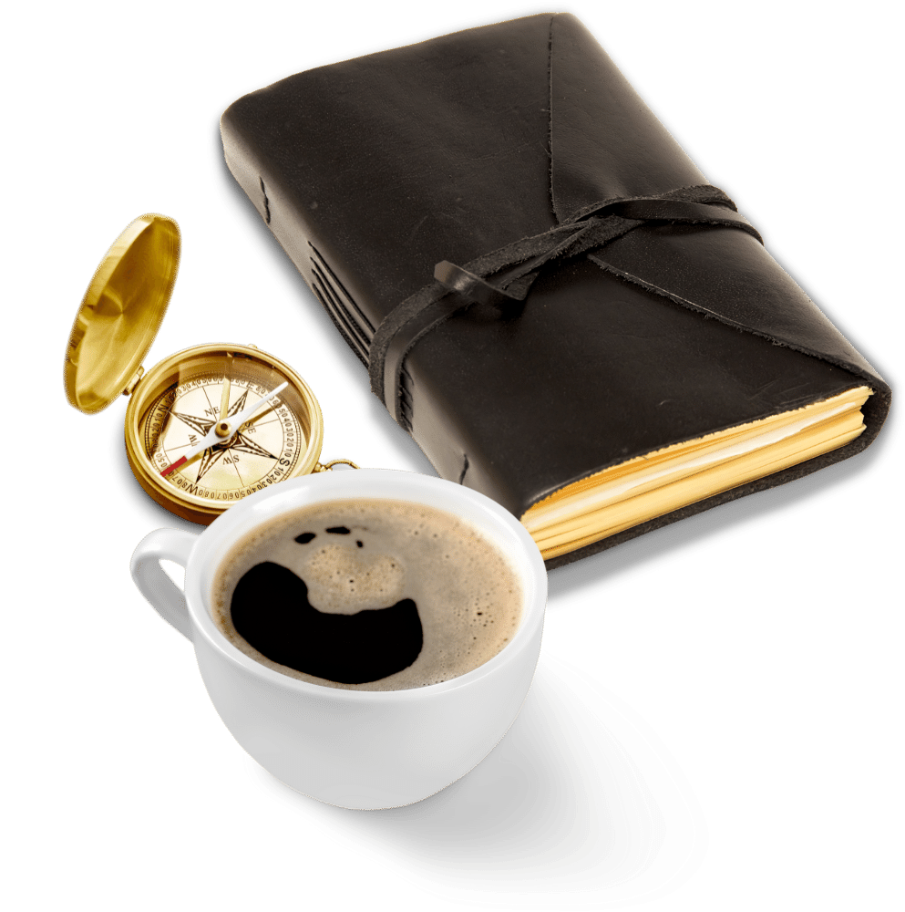 journal coffee compass